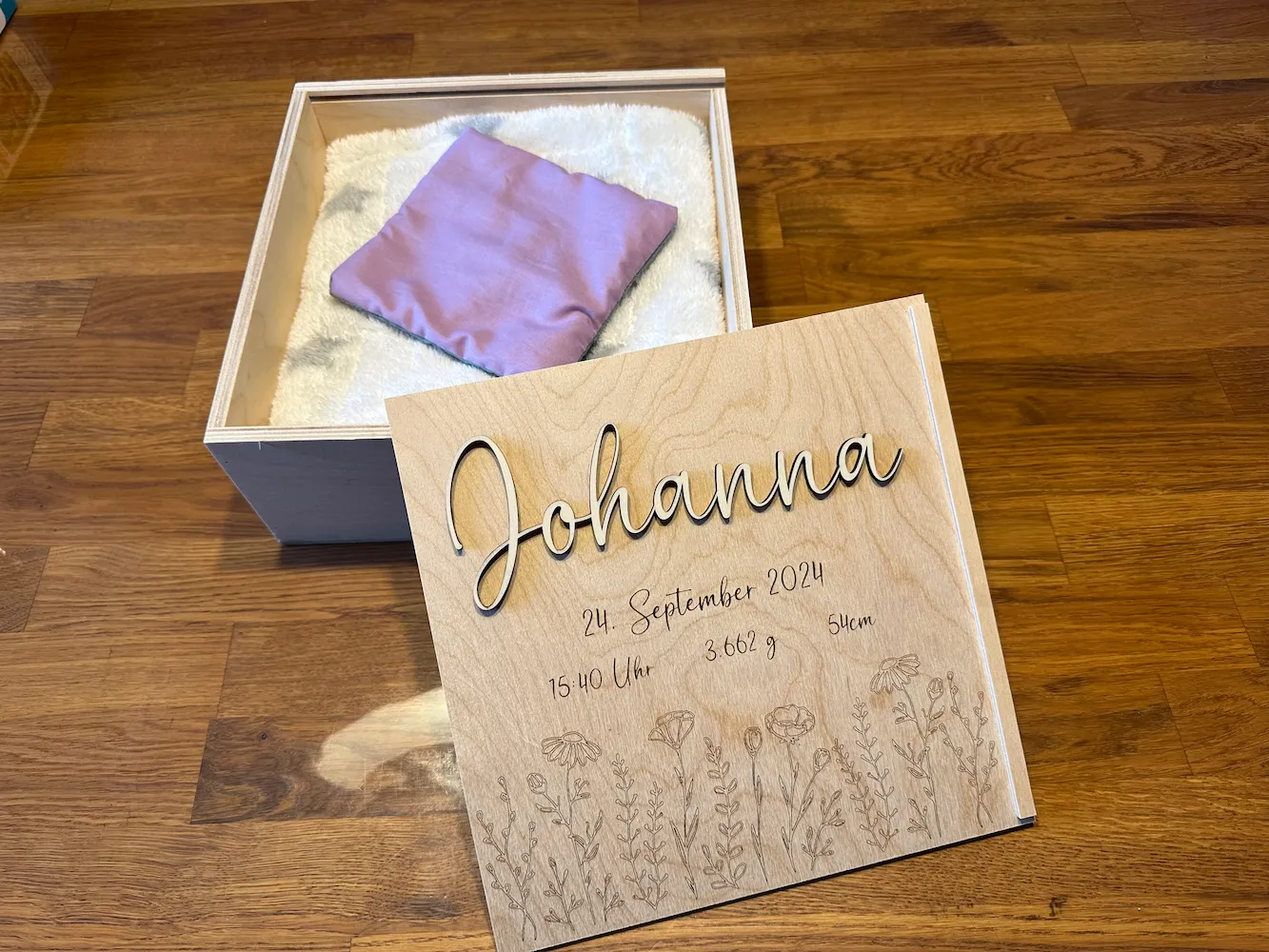 Erinnerungsbox Baby Johanna – Lasergravur