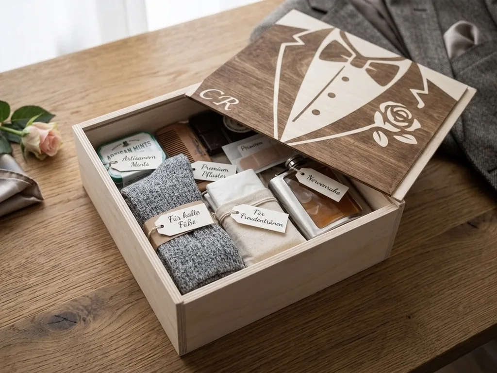 Personalisierte Geschenkbox für den Bräutigam – Lasergravur